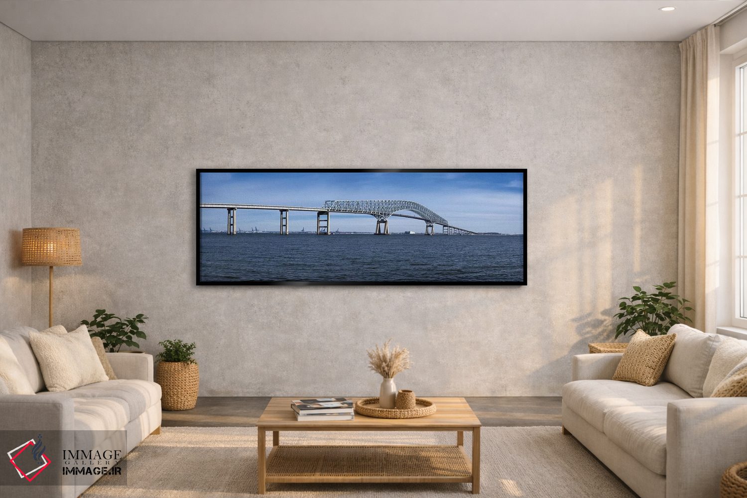 تابلو دکوراتیو Francis Scott Key Bridge, Patapsco River, Baltimore, Ma… اثر پانورامیک ایمجز - D5B