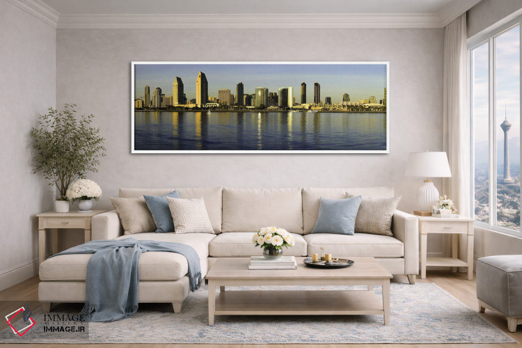 تابلو دکوراتیو San Diego, California, USA,بازتاب آسمان خراش ها در آب ه… اثر پانورامیک ایمجز - D4W