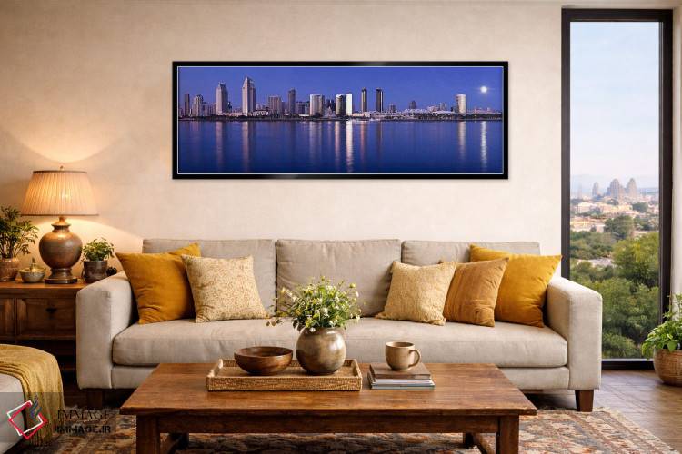 تابلو دکوراتیو San Diego, California, USA 2010,طلوع ماه بر فراز شهر، س… اثر پانورامیک ایمجز - D6B