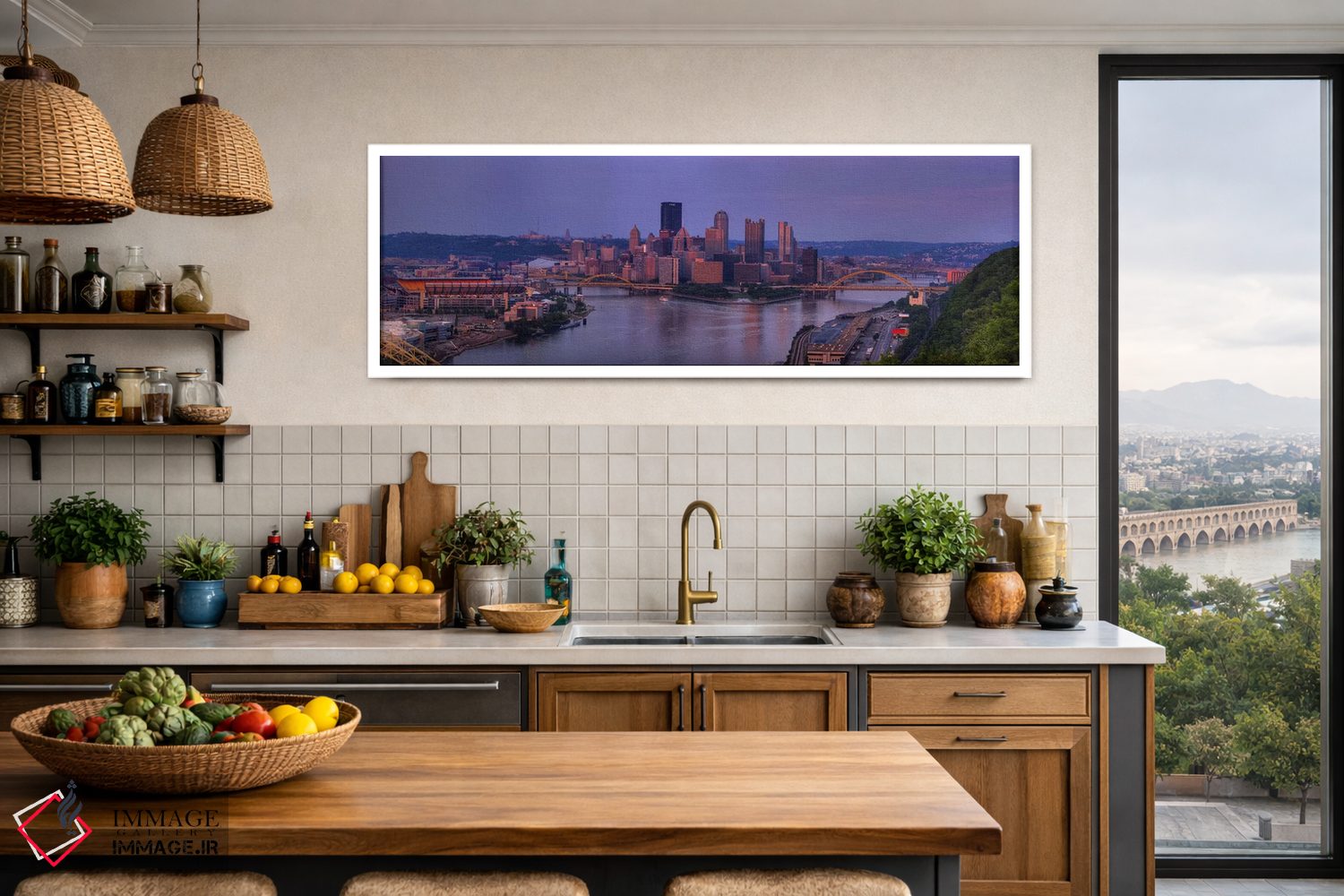 تابلو دکوراتیو Allegheny County, Pennsylvania, USA,شهر دیده شده از وست… اثر پانورامیک ایمجز - D3W