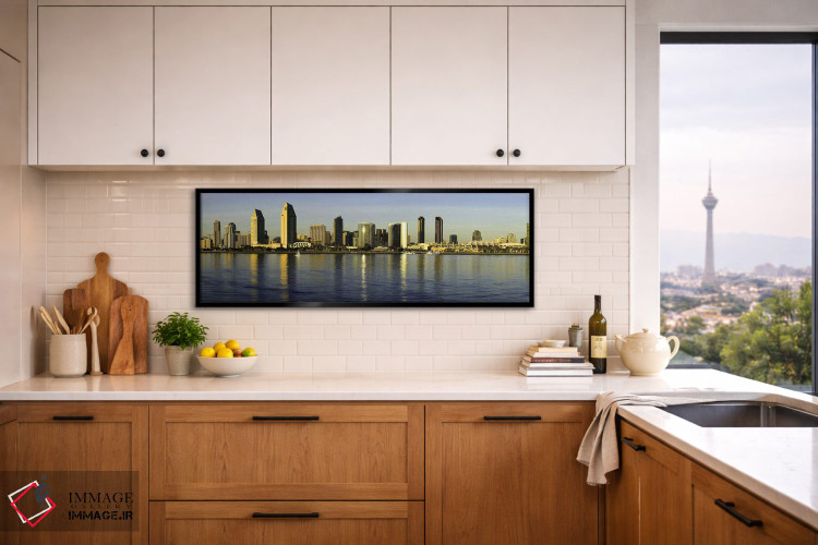 تابلو دکوراتیو San Diego, California, USA,بازتاب آسمان خراش ها در آب ه… اثر پانورامیک ایمجز - D5B