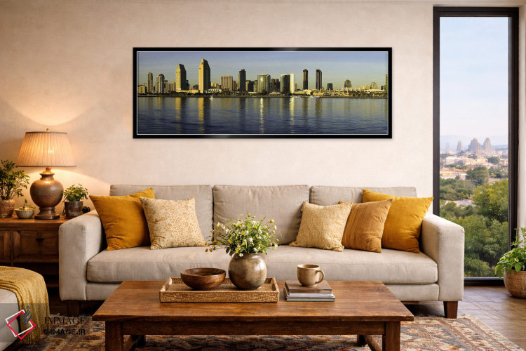 تابلو دکوراتیو San Diego, California, USA,بازتاب آسمان خراش ها در آب ه… اثر پانورامیک ایمجز - D6B