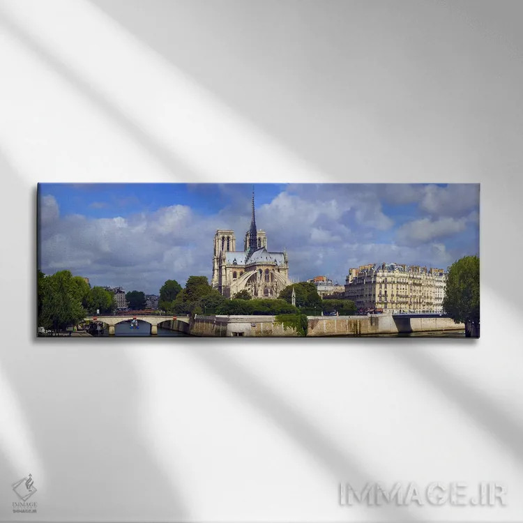 تابلو دکوراتیو Notre Dame Cathedral, Seine River, Paris, Ile-de-France… اثر پانورامیک ایمجز - نمای روبهرو روی دیوار