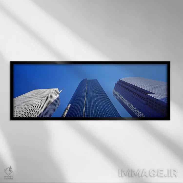 تابلو دکوراتیو Houston, Texas, USA,نمای روبه پایین آسمان خراش ها در بر… اثر پانورامیک ایمجز - نمای قابدار مشکی