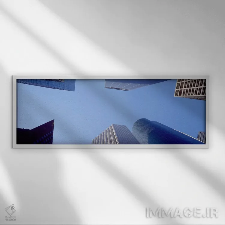 تابلو دکوراتیو Houston, Texas, USA #2,نمای روبه پایین آسمان خراش ها در… اثر پانورامیک ایمجز - نمای قابدار سفید