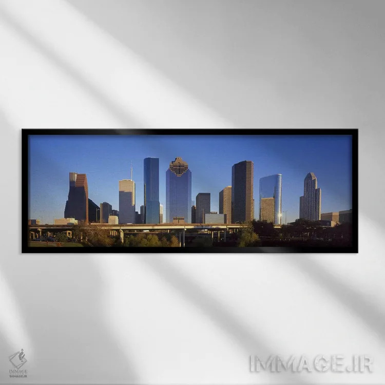 تابلو دکوراتیو Houston, Texas, USA,آسمان خراش ها در برابر آسمان آبی، ه… اثر پانورامیک ایمجز - نمای قابدار مشکی