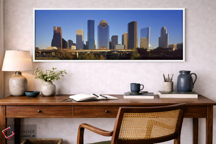 تابلو دکوراتیو Houston, Texas, USA,آسمان خراش ها در برابر آسمان آبی، ه… اثر پانورامیک ایمجز - D1W