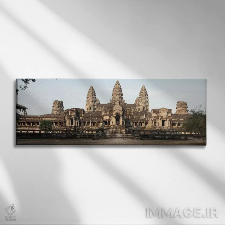 تابلو دکوراتیو Angkor Wat, Angkor, Siem Reap, Cambodia,نمای بیرونی معب… اثر پانورامیک ایمجز - نمای روبهرو روی دیوار