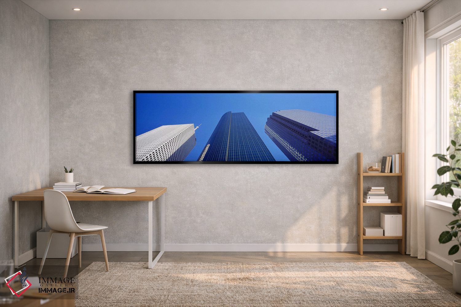 تابلو دکوراتیو Houston, Texas, USA,نمای روبه پایین آسمان خراش ها در بر… اثر پانورامیک ایمجز - D2B