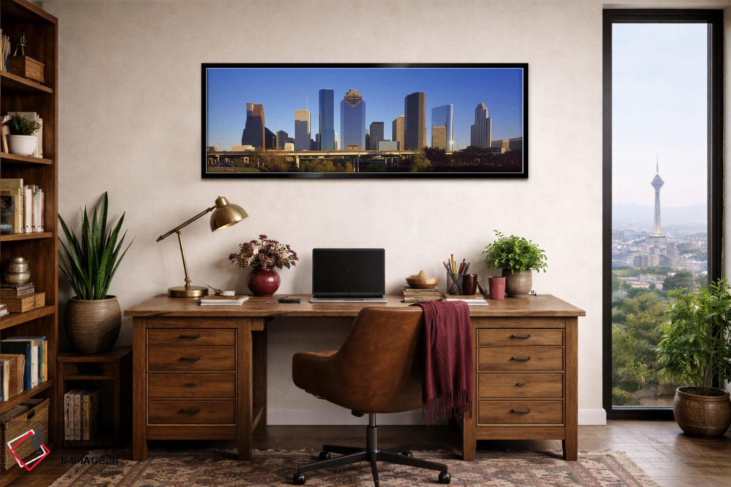 تابلو دکوراتیو Houston, Texas, USA,آسمان خراش ها در برابر آسمان آبی، ه… اثر پانورامیک ایمجز - D3B