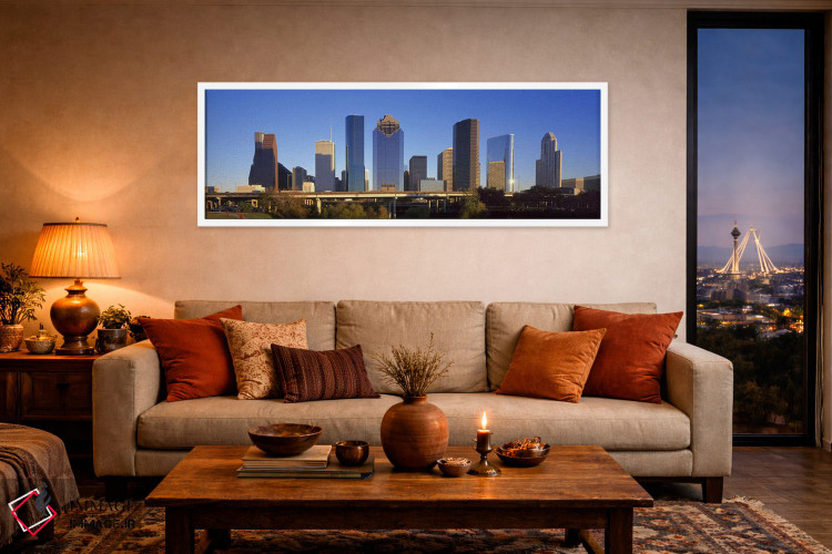 تابلو دکوراتیو Houston, Texas, USA,آسمان خراش ها در برابر آسمان آبی، ه… اثر پانورامیک ایمجز - D4W