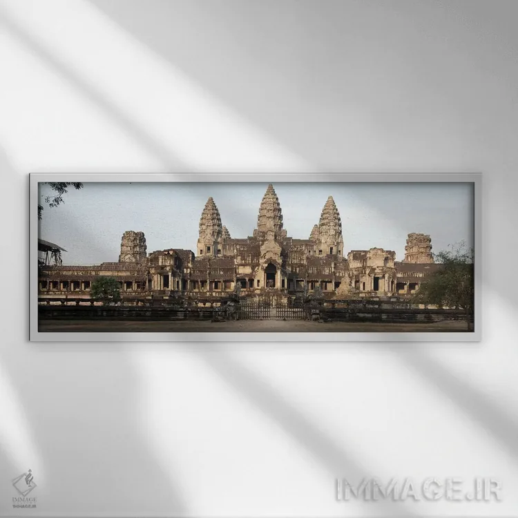 تابلو دکوراتیو Angkor Wat, Angkor, Siem Reap, Cambodia,نمای بیرونی معب… اثر پانورامیک ایمجز - نمای قابدار سفید