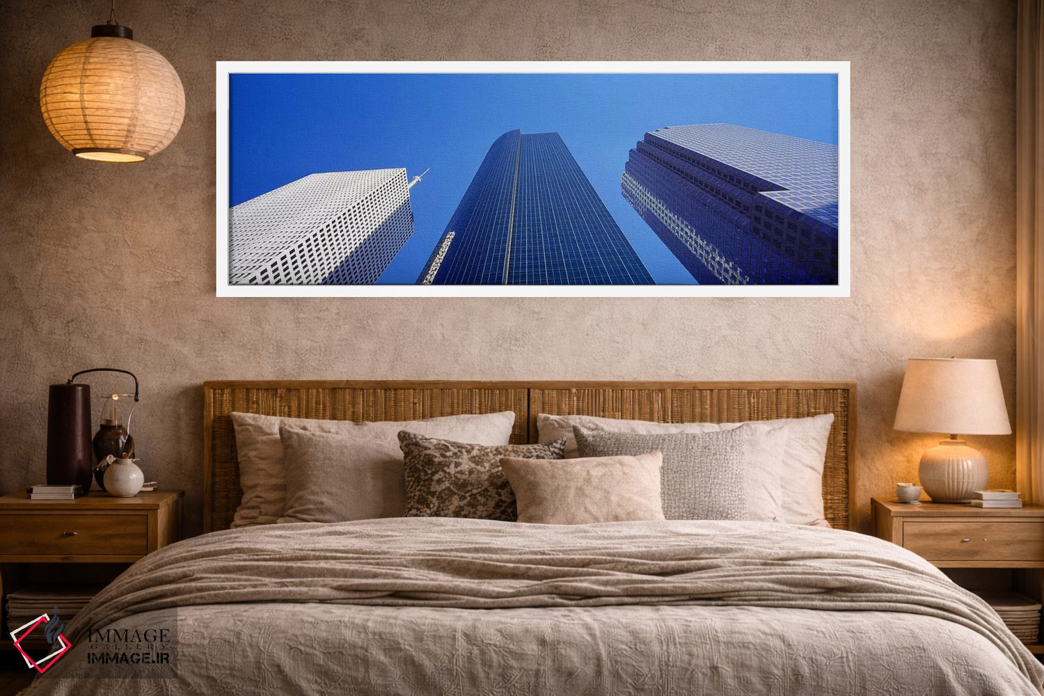 تابلو دکوراتیو Houston, Texas, USA,نمای روبه پایین آسمان خراش ها در بر… اثر پانورامیک ایمجز - D4W