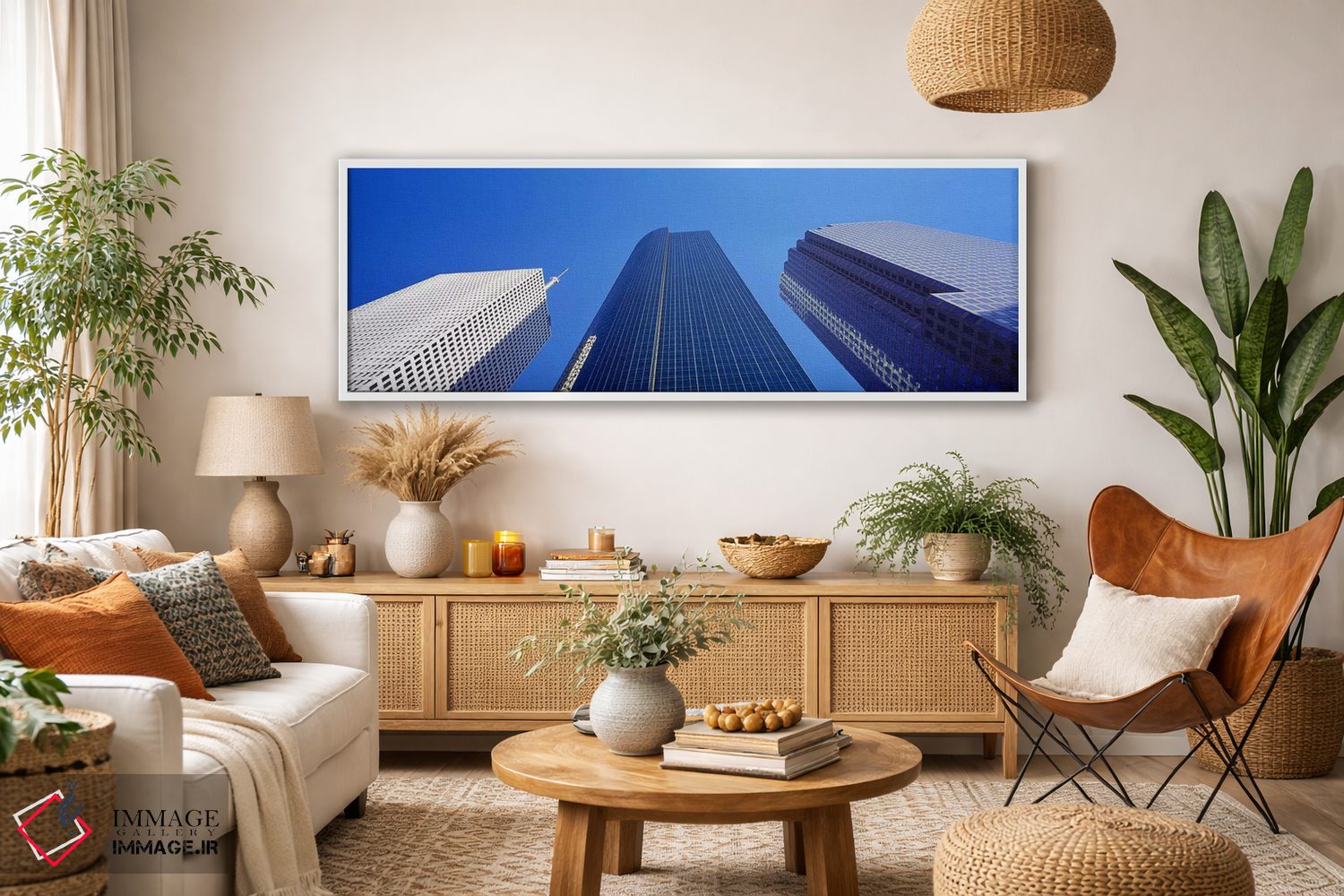 تابلو دکوراتیو Houston, Texas, USA,نمای روبه پایین آسمان خراش ها در بر… اثر پانورامیک ایمجز - D3W