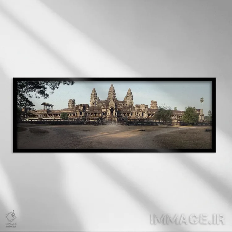 تابلو دکوراتیو Angkor Wat, Angkor, Cambodia,نمای بیرونی معبد، انگکور و… اثر پانورامیک ایمجز - نمای قابدار مشکی