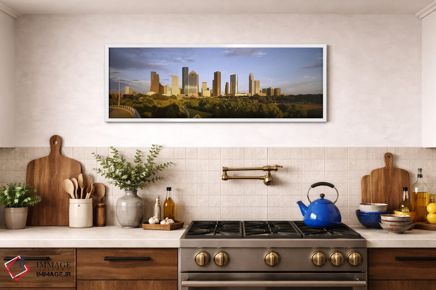 تابلو دکوراتیو Houston, Texas, USA,آسمان خراش ها در برابر آسمان ابری… اثر پانورامیک ایمجز - D1W