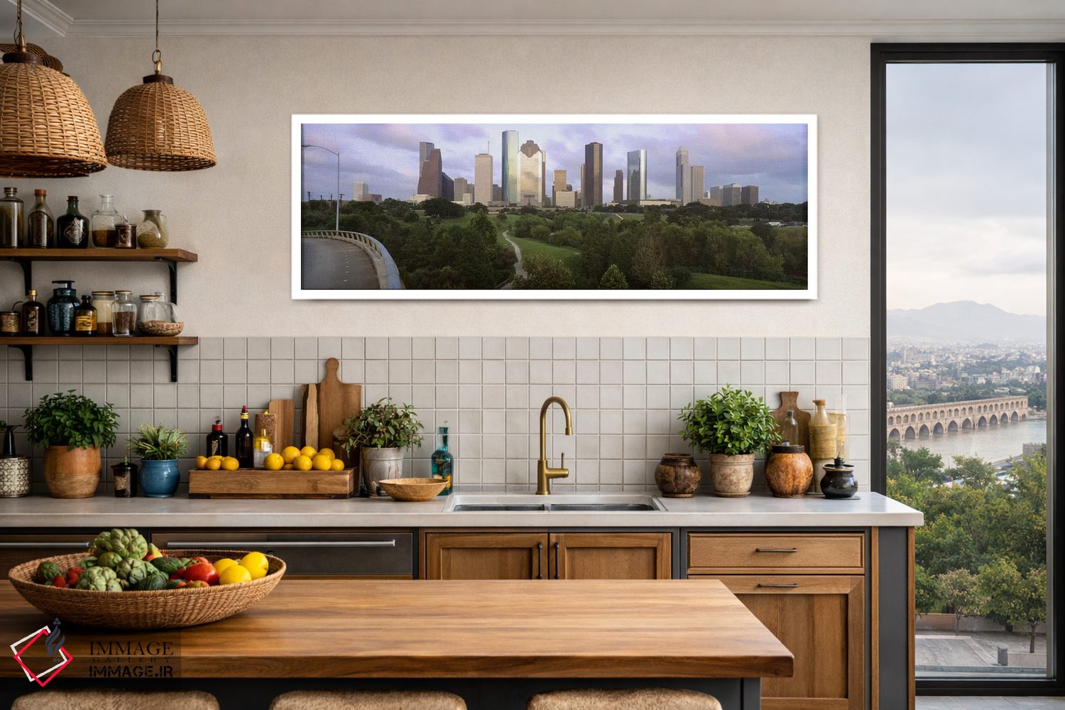 تابلو دکوراتیو Houston, Texas, USA #2,آسمان خراش ها در برابر آسمان ابر… اثر پانورامیک ایمجز - D3W