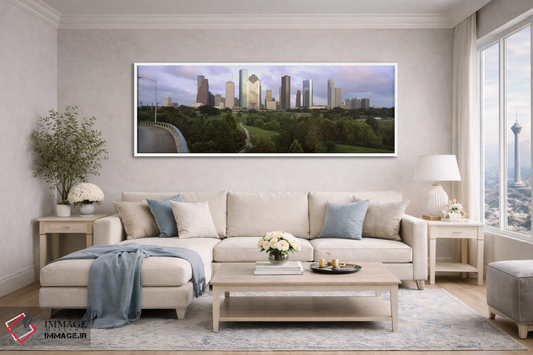 تابلو دکوراتیو Houston, Texas, USA #2,آسمان خراش ها در برابر آسمان ابر… اثر پانورامیک ایمجز - D4W