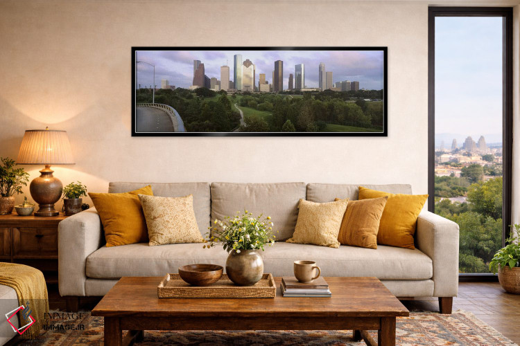 تابلو دکوراتیو Houston, Texas, USA #2,آسمان خراش ها در برابر آسمان ابر… اثر پانورامیک ایمجز - D6B
