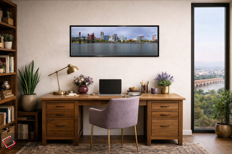 تابلو دکوراتیو Willamette River, Portland, Oregon, USA,پل هاوتورن و پل… اثر پانورامیک ایمجز - D3B