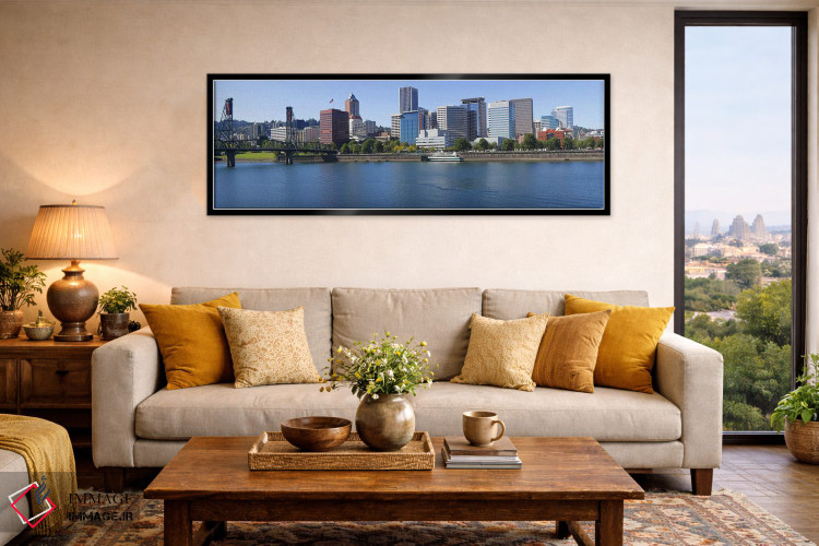 تابلو دکوراتیو Willamette River, Portland, Oregon, USA,پل روی رودخانه… اثر پانورامیک ایمجز - D6B