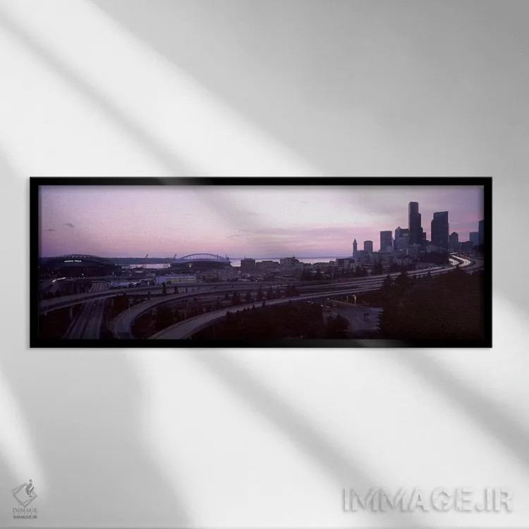 تابلو دکوراتیو Seattle, King County, Washington State, USA,شهر هنگام غ… اثر پانورامیک ایمجز - نمای قابدار مشکی