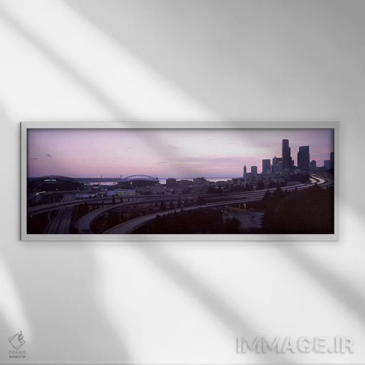 تابلو دکوراتیو Seattle, King County, Washington State, USA,شهر هنگام غ… اثر پانورامیک ایمجز - نمای قابدار سفید