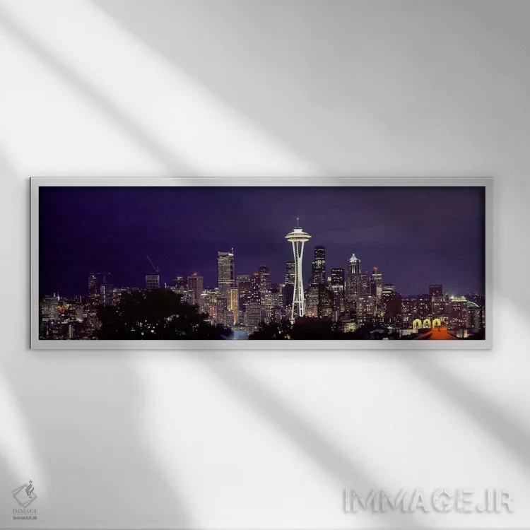 تابلو دکوراتیو Space Needle, Seattle, King County, Washington State, U… اثر پانورامیک ایمجز - نمای قابدار سفید