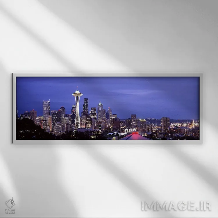 تابلو دکوراتیو Space Needle, Seattle, King County, Washington State, U… اثر پانورامیک ایمجز - نمای قابدار سفید