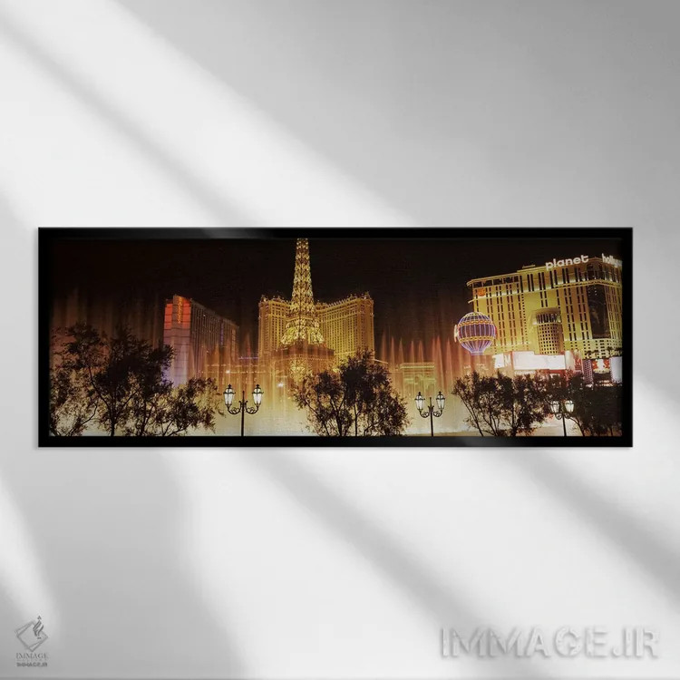 تابلو دکوراتیو The Strip, Las Vegas, Nevada, USA,هتل های شهر روشن در ش… اثر پانورامیک ایمجز - نمای قابدار مشکی