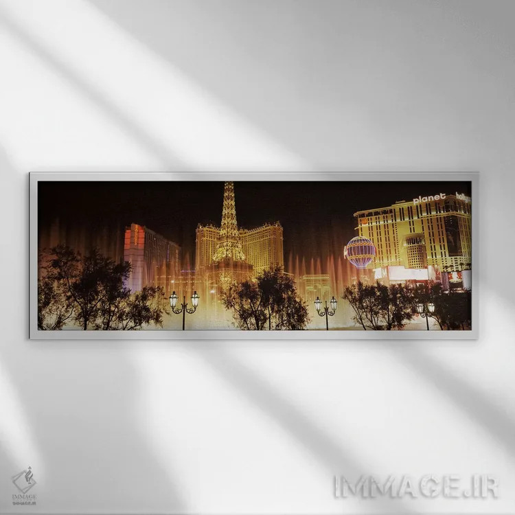 تابلو دکوراتیو The Strip, Las Vegas, Nevada, USA,هتل های شهر روشن در ش… اثر پانورامیک ایمجز - نمای قابدار سفید