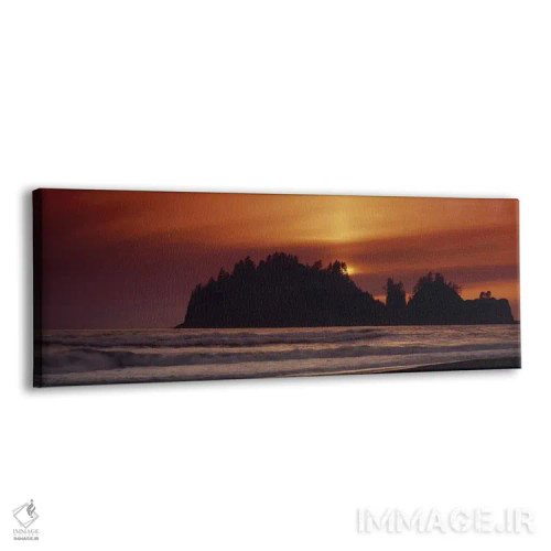 تابلو دکوراتیو Washington State, USA,سیلوئت ستون سنگی دریا در طلوع، ای… اثر پانورامیک ایمجز - نمای پرسپکتیو محصول