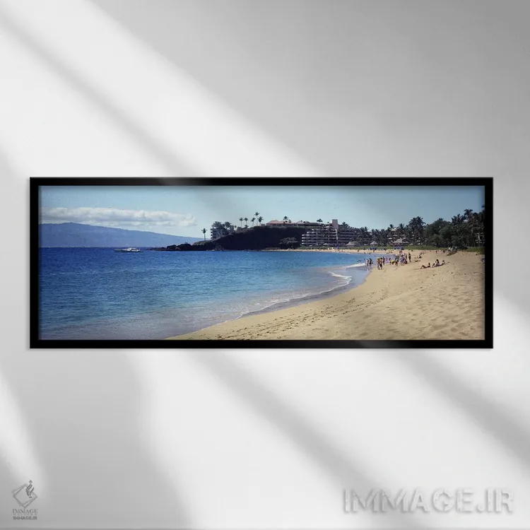 تابلو دکوراتیو Black Rock Beach, Maui, Hawai'i, USA,چشم انداز ساحلی، س… اثر پانورامیک ایمجز - نمای قابدار مشکی