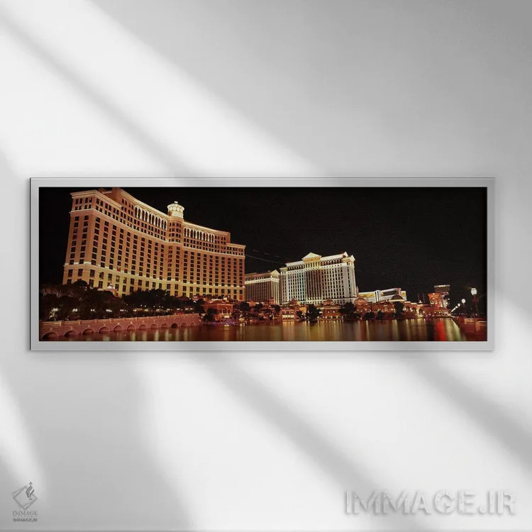 تابلو دکوراتیو Bellagio Resort And Casino, The Strip, Las Vegas, Nevad… اثر پانورامیک ایمجز - نمای قابدار سفید