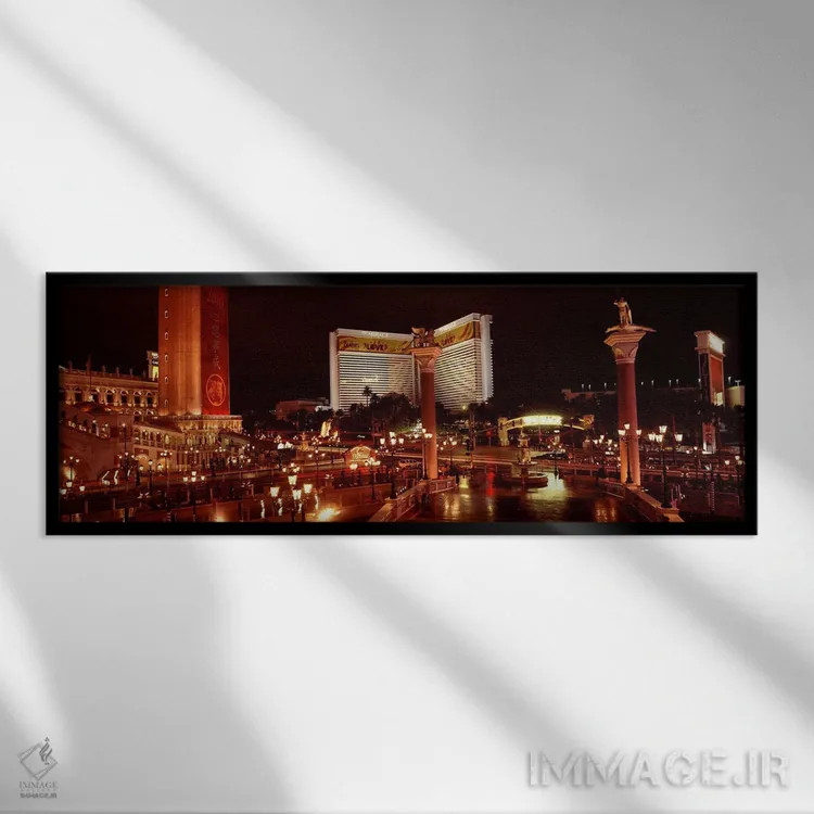 تابلو دکوراتیو The Mirage, The Strip, Las Vegas, Nevada, USA,هتل روشن… اثر پانورامیک ایمجز - نمای قابدار مشکی