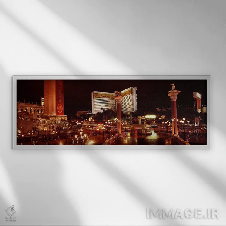تابلو دکوراتیو The Mirage, The Strip, Las Vegas, Nevada, USA,هتل روشن… اثر پانورامیک ایمجز - نمای قابدار سفید