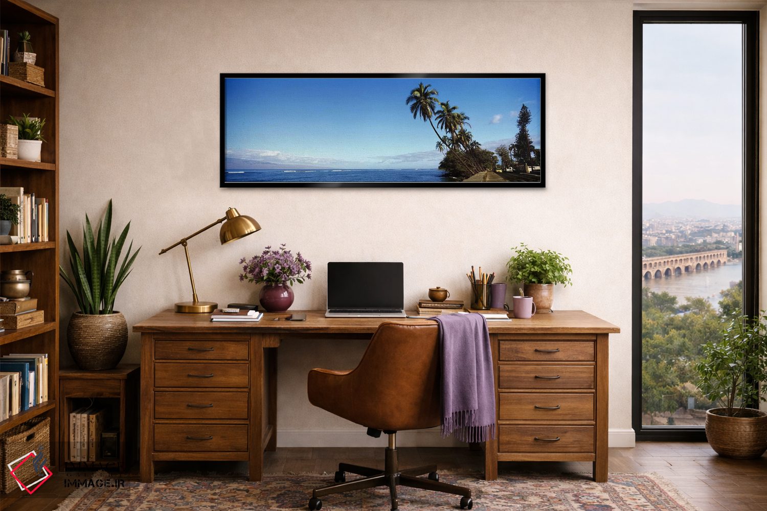 تابلو دکوراتیو Lahaina, Maui County, Hawaii, USA,درختان نخل خمیده در ا… اثر پانورامیک ایمجز - D2B