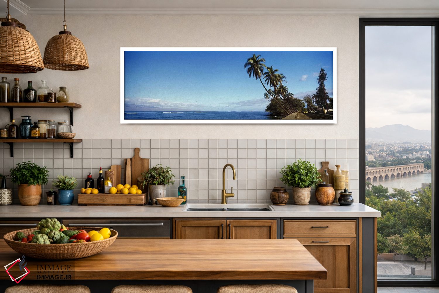 تابلو دکوراتیو Lahaina, Maui County, Hawaii, USA,درختان نخل خمیده در ا… اثر پانورامیک ایمجز - D3W