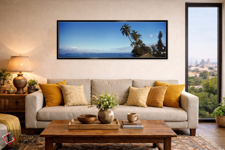 تابلو دکوراتیو Lahaina, Maui County, Hawaii, USA,درختان نخل خمیده در ا… اثر پانورامیک ایمجز - D6B