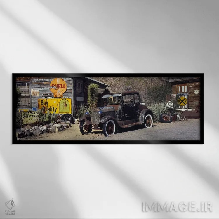 تابلو دکوراتیو آمریکای قدیمی اثر پانورامیک ایمجز - نمای قابدار مشکی