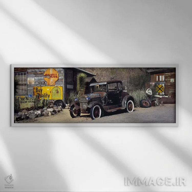 تابلو دکوراتیو آمریکای قدیمی اثر پانورامیک ایمجز - نمای قابدار سفید