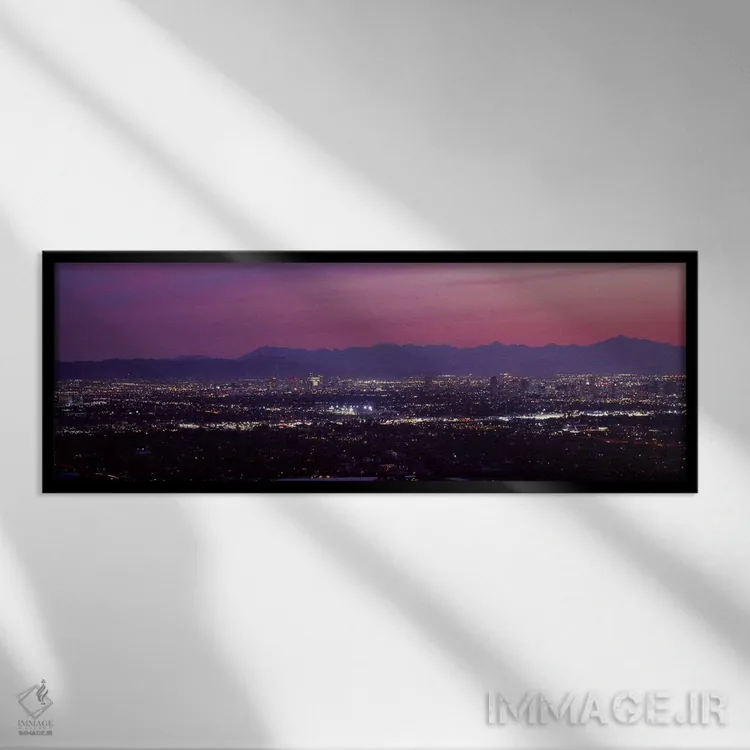 تابلو دکوراتیو Phoenix, Maricopa County, Arizona, USA,غروب سرخابی، فون… اثر پانورامیک ایمجز - نمای قابدار مشکی