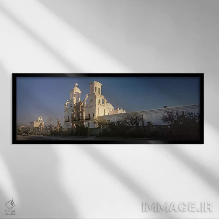 تابلو دکوراتیو Mission San Xavier Del Bac, Tucson, Arizona, USA,نمای ر… اثر پانورامیک ایمجز - نمای قابدار مشکی