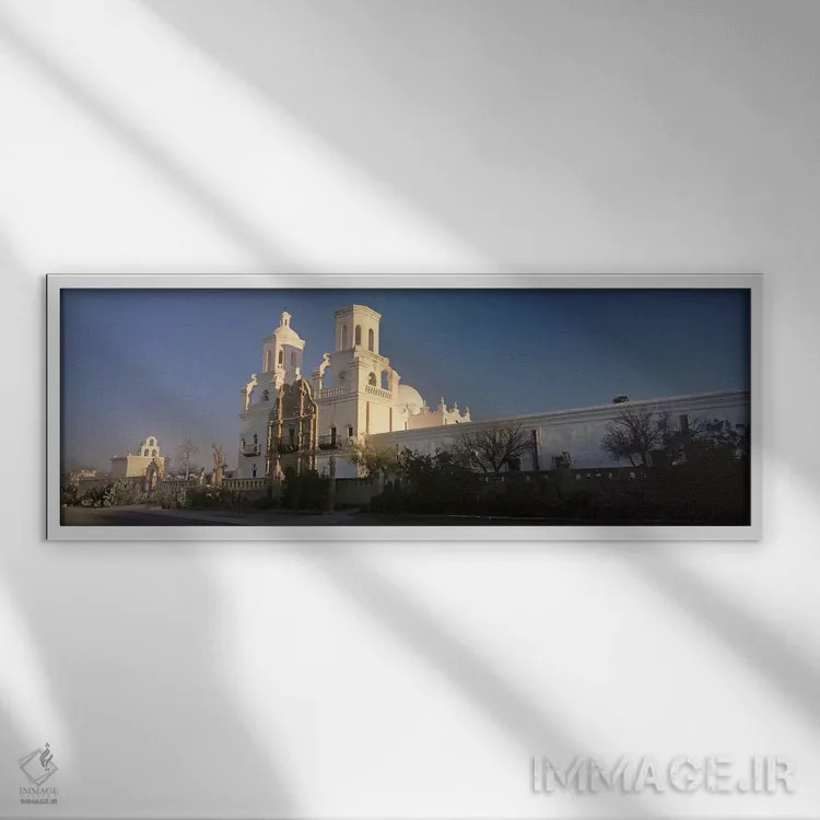 تابلو دکوراتیو Mission San Xavier Del Bac, Tucson, Arizona, USA,نمای ر… اثر پانورامیک ایمجز - نمای قابدار سفید