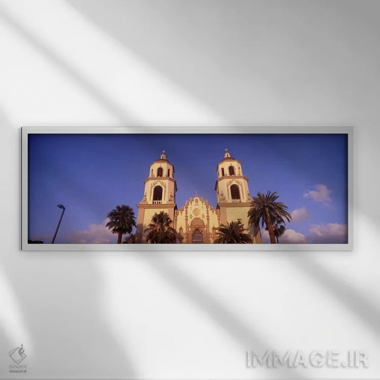 تابلو دکوراتیو St. Augustine Cathedral, Tucson, Arizona, USA,نمای روبه… اثر پانورامیک ایمجز - نمای قابدار سفید