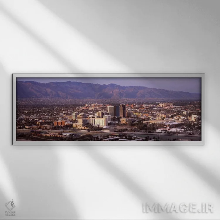 تابلو دکوراتیو Pima County, Arizona, USA,نمای هوایی از شهر، توسان، شهر… اثر پانورامیک ایمجز - نمای قابدار سفید