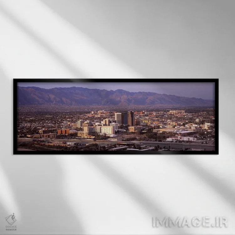 تابلو دکوراتیو Pima County, Arizona, USA,نمای هوایی از شهر، توسان، شهر… اثر پانورامیک ایمجز - نمای قابدار مشکی