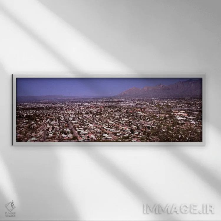 تابلو دکوراتیو Pima County, Arizona, USA,نمای هوایی از شهر، توسان، شهر… اثر پانورامیک ایمجز - نمای قابدار سفید