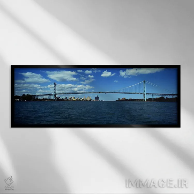 تابلو دکوراتیو Ambassador Bridge, Detroit River, Detroit, Wayne County… اثر پانورامیک ایمجز - نمای قابدار مشکی
