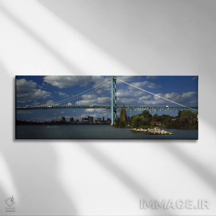 تابلو دکوراتیو Ambassador Bridge, Detroit River, Detroit, Wayne County… اثر پانورامیک ایمجز - نمای روبهرو روی دیوار
